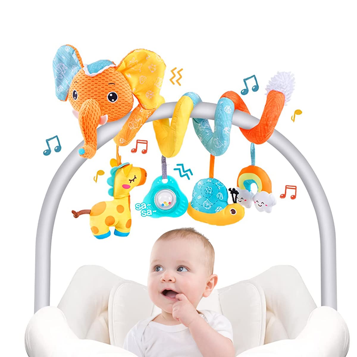 PATPAT Hanging Toys for Babies 0-6 Months, Baby Hanging Toys Stroller Toy, Rattles for 6 to 12 Months Baby Cradle Toys Hanging, Activity Spiral Stroller Rattles, Baby Car Seat Pram Toy with Rattles PATPAT Hanging Toys for Babies 0-6 Months, Baby Hanging Toys Stroller Toy, Rattles for 6 to 12 Months Baby Cradle Toys Hanging, Activity Spiral Stroller Rattles, Baby Car Seat Pram Toy with Rattles
